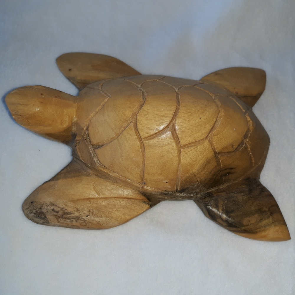 Hand Carved Sea Turtle Wood Aloha Maui Hawaii Home